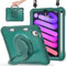 Miimall Coque pour iPad Mini 6/7 (2021/2024), Antichoc Solide Étui Anti-Chute Portable iPad Mini 7 Stand Étui avec Porte-Stylet et Bandoulièr Réglable, Enfant-Friendly, Vert Sombre