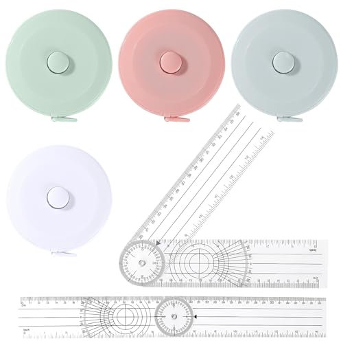 2 Stück Winkelmesser Schule, Goniometer Physiotherapie mit 4 Maßband 360° Winkel Transparenter Gelenkmesser Werkzeug Faltlineal Gradmesser zum Messen von Länge Brust Taille