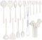 Homikit Lot de 16 ustensiles de cuisine en silicone, résistants à la chaleur, blancs, avec porte-ustensiles, sains et antiadhésifs, passent au lave-vaisselle
