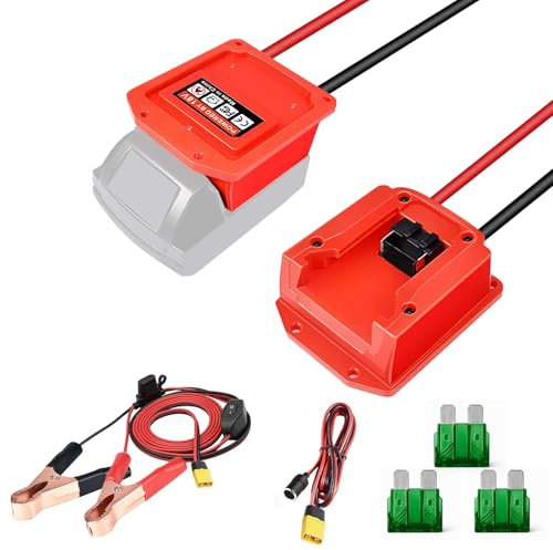 Adattatore per avviatore di emergenza per auto 2 in 1, compatibile con batterie Milwaukee M18, adattatore con connettore accendisigari per l'utilizzo di tutti gli elettrodomestici per auto (batteria