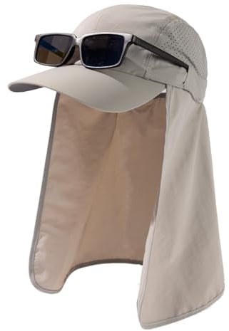 TOP-EX Baseball Cap mit Abnehmbarer Nackenklappe und UV Schutz | Abnehmbare Nackenklappe, UV-Schutz, atmungsaktiv faltbar und verstellbar, für Safari Wandern Garten und Reisen