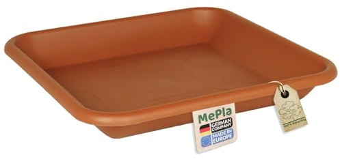 MePla Sottovaso quadrato 20 x 20 cm (interno: 14,5 x 14,5 cm) – terracotta, resistente alle intemperie in plastica resistente ai raggi UV