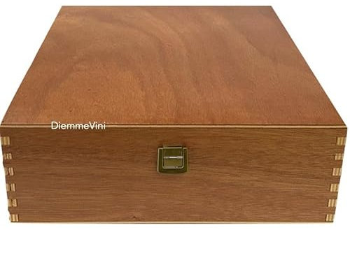 Generico Caja de madera para 3 botellas, marrón barnizado, 36 x 30 x 11 cm,