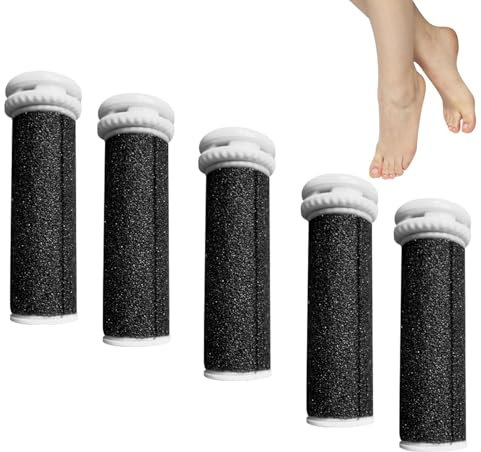 5 Stück Micro Pedi Ersatzrollen, Hornhautentferner Ersatzrollen für Emjoi Micro Pedi, Extra Grob Mineral Smooth Ersatzrollen zum Entfernen Harter Haut, Pediküre Fußpflege Set, Schwarz