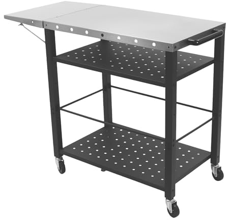 YNAADYH Grilltisch Outdoor，Grillwagen，4-Regal Grill Beistelltisch Outdoor，Beweglicher Grilltisch Wagen Küche Arbeitstisch Gartengrill Table