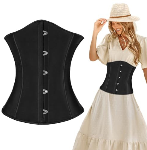 AUYAO Corset Femme, Broderie/Couleur Unie Corset Bustier sous la Poitrine, Bustier de Dentelle Femme, Sexy Corset Steampunk Gothique Top, Robe Corset pour Jeu de Rôle Dress up Robe de Bal