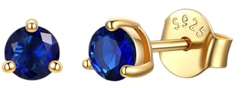 JustBeingCute Ohrringe Gold 585 Vergoldet Ohrstecker Silber 925 Zirkonia | Ohrstecker Gold mit Stein Geburtsstein Rot Grün Hypoallergen Stecker Schmuck Damen Geschenk für Frauen 4/5/6/6.5/7.5/8 mm