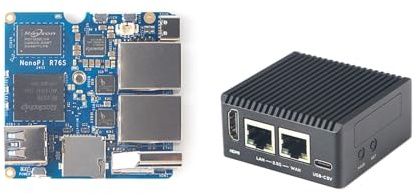 NanoPi R76S Mini Router Repeater FriendlyWrt, LPDDR5 4GB RAM 64GB eMMC 6TOPS NPU RK3576 SoC mit Al Modell, Dual 2.5G Ethernet Port für IoT NAS Smart Gateway (Standard Kit,None WiFi Module,4GB)