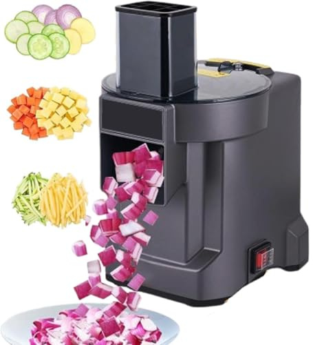 lealovengzh Affettatrice Elettrica per Verdure 3 in 1, Grattugia, Taglia A Cubetti E Taglia A Strisce, Nuovo Tritatutto Automatico Multifunzione Commerciale con Doppia Porta per Frutta E Verdura. A