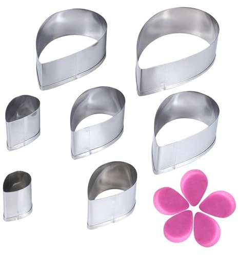 Cuixia 7 Pcs Stainless Steel Flower Cookie Cutter Set, Sandwich and Dessert Mold Cutters, Rose and Daisy Fondant Cutters for Cake Decorating, Cake Tool DIY Baking Decorating Mould Tools
