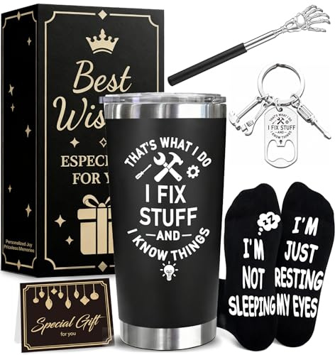 Sylona Birthday Gifts for Him, Men's Gift Set, Fathers Day Gifts– Includes Tumbler, Back Scratcher, Novelty Socks & Keyring, Funny Gift for Dad, Boyfriend, Brother & Husband