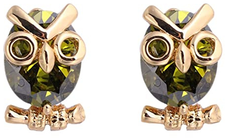 Ayoiow 585 Gold Ohrringe Damen für Damen, Eule mit Granat Ohrstecker, 14K Gelbgold Ohrringe Gold 585 14K Echt für Freundin