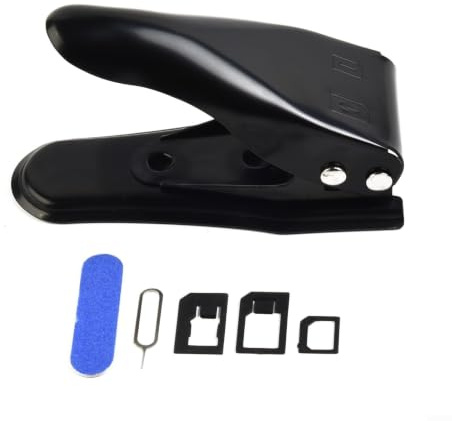 Utensile multifunzione per doppia SIM Card con slot SIM standard, accessorio da taglio di precisione in acciaio legato per smartphone, include 3 adattatori SIM e pin di espulsione, nero
