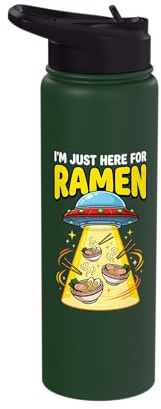 I'm Just Here for Ramen UFO Abduction Funny Noodle Lover Stainless Steel Insulated Water Bottle