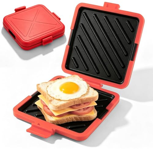 Sandwichmaker Silikon Sandwichtoaster für Mikrowelle und Backofen, Kabelloser Antihaftbeschichteter Sandwich-Toaster für Sandwiches Waffeln Panini für Sandwiches Heimbüro Schlafsaal Mikrowellenherd