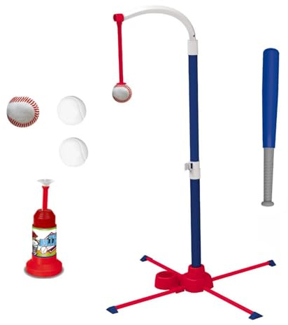 perfeclan Children Baseball Kids Batting System Training Toy Floor Standing Launcher Hitting Tool Balls 3 in 1 Practice Layout for Timing suitable for yard practice beginner skills