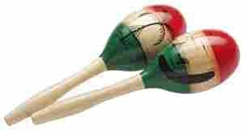 Stagg 11862 Oval Long 26 cm Long Handles Wooden Maracas - Red/Green