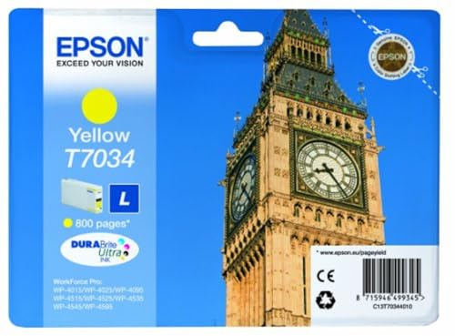 Epson T7034 Big Ben Yellow Genuine, Ink Cartridge DuraBrite Ultra