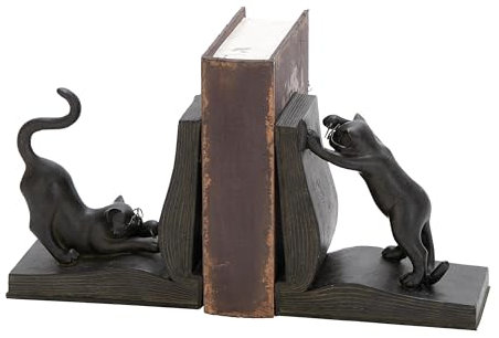 Deco Company Polystone Katze BUCHSTÜTZE Paar für Bücher Lovers- (44690)