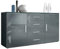Vladon Sideboard Faro V1 - Kommode mit 2 Türen & 4 Schubladen, Schrank mit LED Lichtleiste, Anthrazit matt/Grau Hochglanz (138,5 x 75,5 x 35)