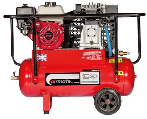 SIP Airmate ISHP5.5/50 Industrial Petrol Belt-Driven Air Compressor, Powered by Honda™ GX160 163cc, 50L, 150psi / 10.3 Bar 16CFM