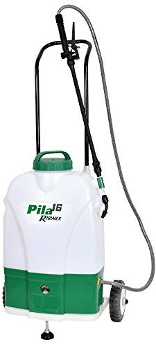 Ribimex Nebulizzatore a Batteria Pila 16, 12V, Serbatoio da 16 L, Pressione Regolabile, Autonomia fino a 4h, con Lancia Telescopica e Carrello, per Giardinaggio e Trattamenti Fitosanitari - PRP161DER