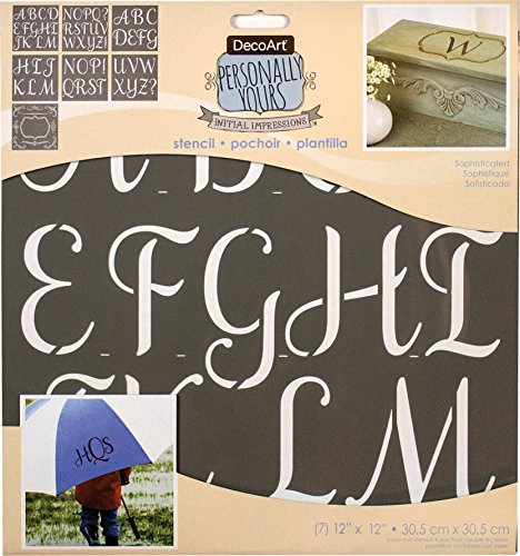 Deco Art PYI-101 Plastic Initial Impressions Stencil 12-inch x 12-inch, Sophisticated