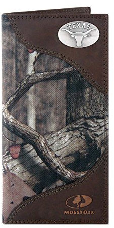 ZEP-PRO NCAA Texas Longhorns Mossy Oak Nylon and Leather Secretary-Style Roper Concho Wallet, Camouflage, One Size