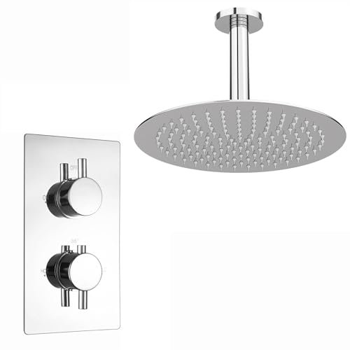 ENKI SH0023 Modern Round Concealed Thermostatic Shower Set Head 8 Ceiling