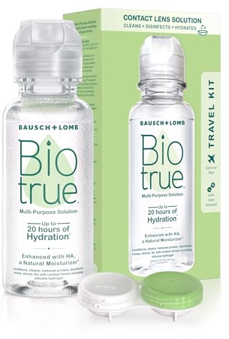 Biotrue Contact Solution, Multi-Purpose Solution with Lens Case, Cleans, Conditions, Hydrates, Disinfects, Removes Protein, Dirt & Debris, Contact Lens Cleaner & Storage, 2 Fl Oz (Pack of 1)