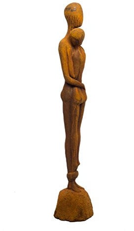 aubaho Skulptur Figur Statue Eisen Liebespaar Moderne Paar 130cm Gartenfigur Gartenskulptur