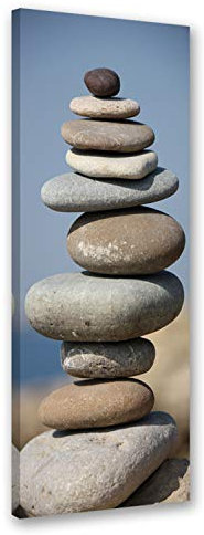 Feeby. Wandbild - 1 Teilig - 40x100 cm, Leinwand Bild Leinwandbilder Bilder Wandbilder Kunstdruck, ZEN, STEINE, GRAU