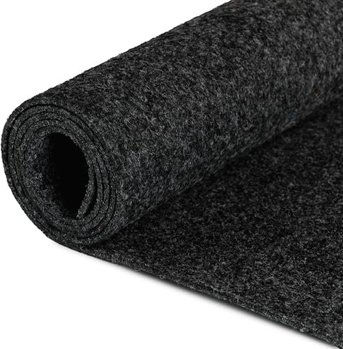 Primaflor Nadelfilz Meterware TURBO B1 – Anthrazit, Muster, Robuster, Trittschalldämmender Teppich Bodenbelag für Wohn- und Büroräume