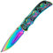 G8DS® Klappmesser Scharfes Outdoor Survival Taschenmesser | Kleines Einhand-Messer，Messer mit Mattschwarz Edelstahlklinge, für Arbeit Wandern Camping (Rainbow Skull)