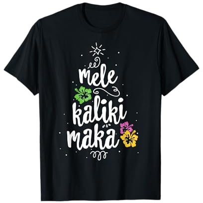 Hawaiian Christmas Tree Mele Kalikimaka Tropical Hawaii T-Shirt