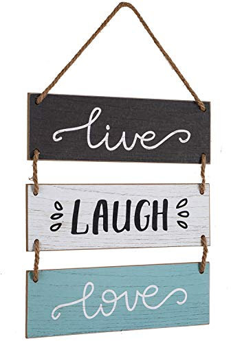 Yankario Rustic Home Wall Decor Sign for Living Room Bedroom Bathroom Kitchen Office or more - Farmhouse Wall Hanging Decoration Wooden Sign Live Laugh Love 12×14”