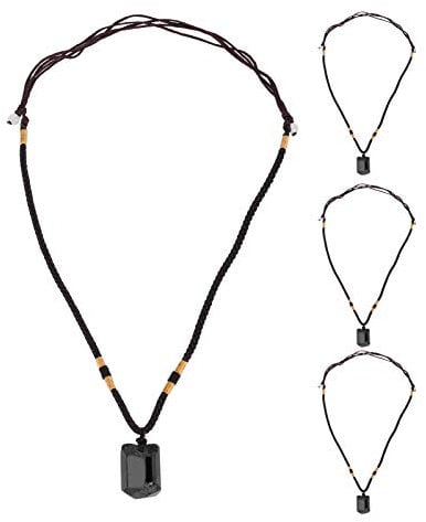 4 Stück Turmalin Anhänger Kristall Heilung Anhänger Halskette Halskette Pullover Kette verstellbare Kordel Stoff Zubehör