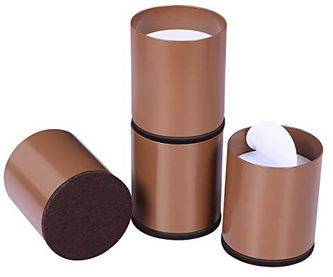 Ezprotekt Lot de 4 rehausseurs de lit Robustes pour canapé, Table, Hauteur de Levage de 5 cm, Coussinet inférieur pour protéger Les sols, Acier Massif offrant Un Soutien Solide (Marron, Rond)