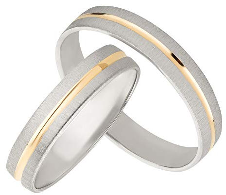 Ardeo Aurum Trauringe Damenring und Herrenring aus 375 Gold bicolor Gelbgold Weißgold Eheringe Paarpreis