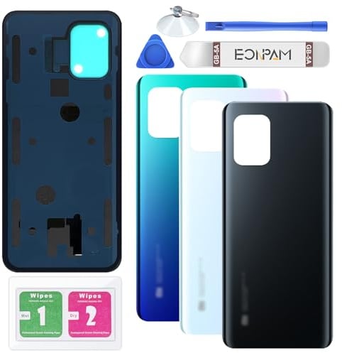 Eonpam Tapa Trasera Vidrio para Xiaomi Mi 10 Lite 5G M2002J9G M2002J9S Gris | Calidad original tapa trasera parte trasera reemplazo cristal trasero con kit reparación.
