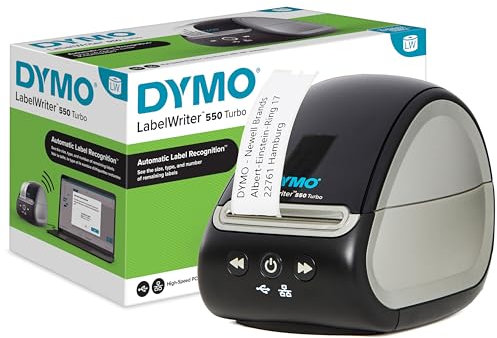Dymo LabelWriter 550 Turbo Etikettendrucker | Etikettiergerät mit Hochgeschwindigkeits-Thermodirektdruck | Automatische Etikettenerkennung | Drucken von Versandetiketten und mehr mit