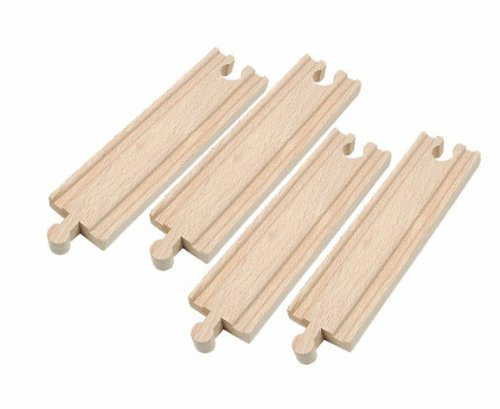 4 Sück - Holzschienen/Kreuzung - passend für alle gängigen Holzeisenbahnen - kompatibel zu Woody Heros Eichhorn IKEA