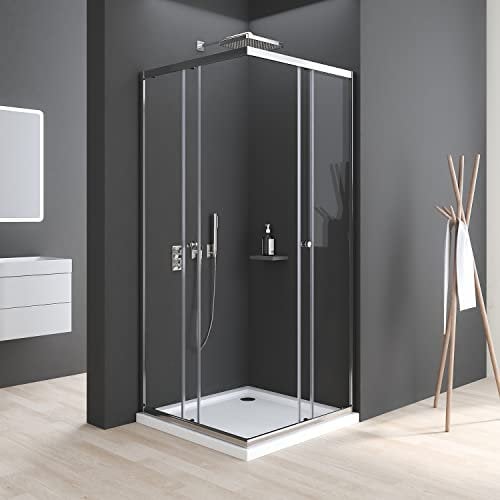 Duschkabine Schiebetür 90x90cm Eckeinstieg Duschabtrennung 6mm ESG Glas Dusche Duschwand Höhe 185cm