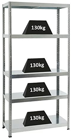 PROREGAL Metallregal Steel Eagle 180x90x40cm Fachlast 130kg Verzinkt Schwerlastregal, Küchenregal, Kellerregal, Steckregal, Garagenregal, Lagerregal