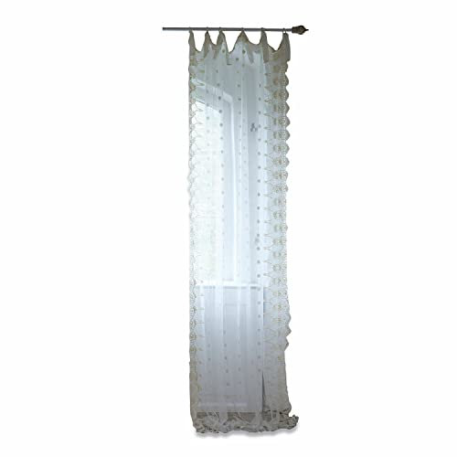 Loberon Gardine Elaisa, edler Spitzenstoff mit Blütenornamenten, lichtdurchlässig, romantischer Look, nostalgischer Charme, Vorhang, Nylon, Baumwolle, Creme