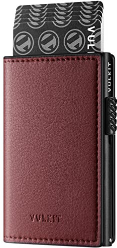 VULKIT Porte Cartes Portefeuille Pop Up Blocage RFID Porte Cartes Mince en Cuir Peut Contenir 11 Cartes et Notes