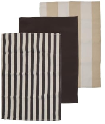 Premier Housewares Set Of Three Stripe Tea Towels | Cotton Kitchen Towels