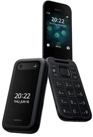 Nokia 2660 Flip 4G, schermo da 2,8, doppia SIM con schermo grande, pulsante di emergenza, giochi Gameloft precaricati e dati originali - nero