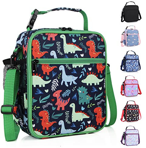 hombrima Kids Insulated Lunch Box Bag, Thermal Picnic Cool Bags with Adjustable Strap for Adults Children Women Men Boys Girls School Work (Dinosaur)