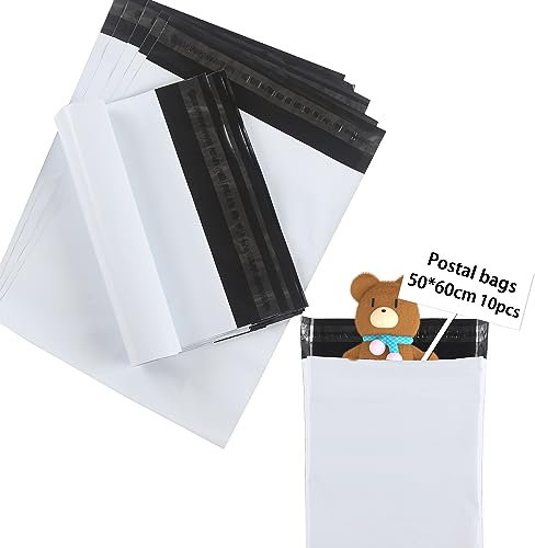 huruirui Versandtaschen 50x60cm groß Plastik Versandbeutel Blickdicht Selbstklebend Versandtaschen Warensendung Versandtüten für Kleidung Logistikverpackungen Transport Schuhbeutel 10Stück